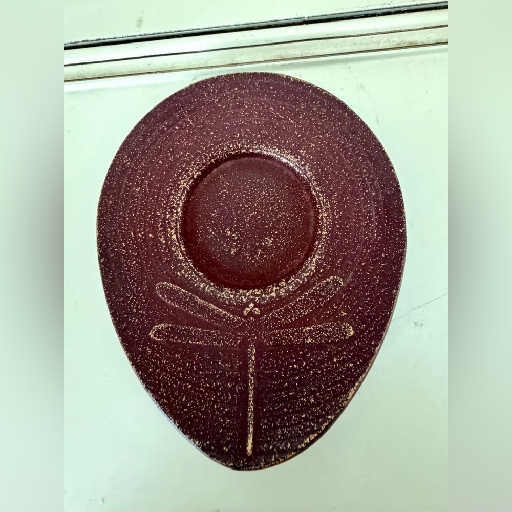 Japan Cast Iron Saucer Textured Pattern Dragonfly Incense Cone Burner Japan
